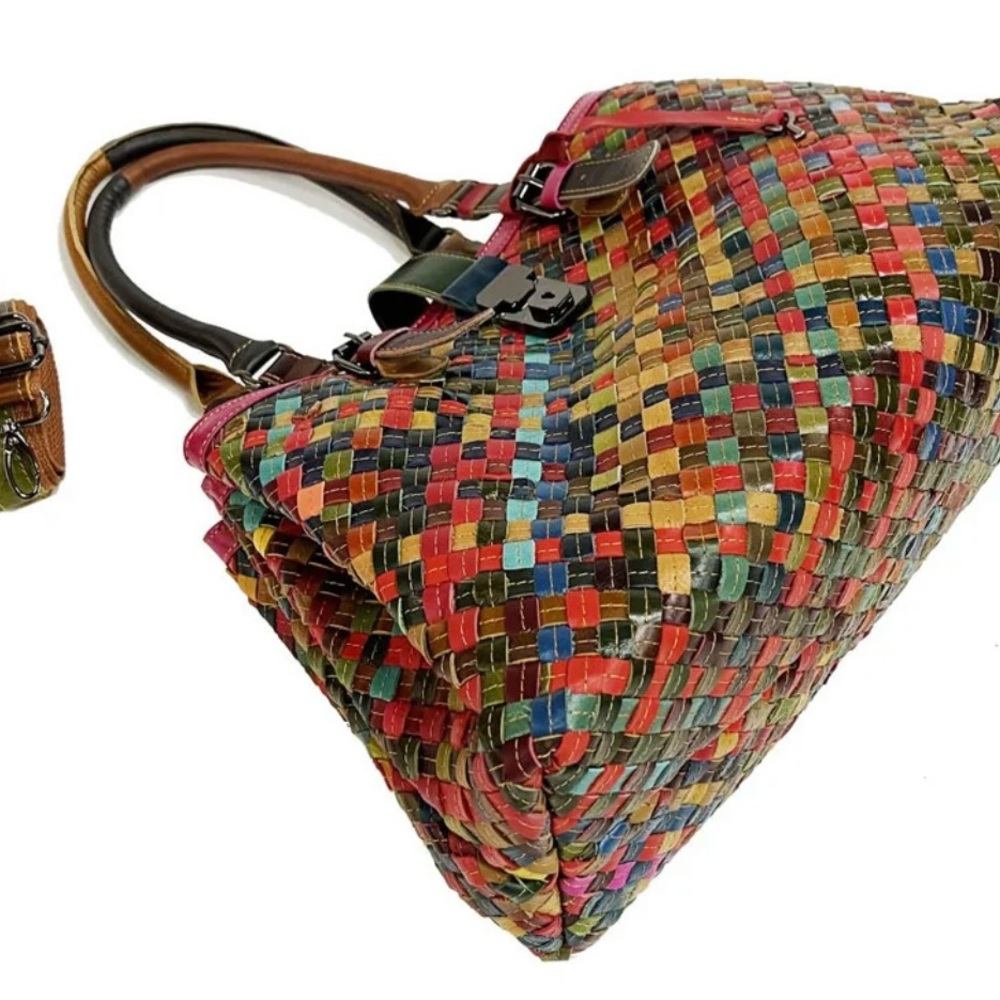 Multicolor handbag tote genuine leather